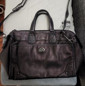 Authentic Coach Rhyder Metallic Handbag Brass Leather Satchel